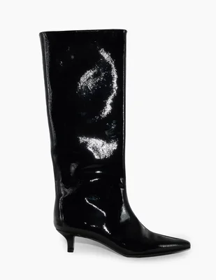Bota abajo de la rodilla Dramatic Chic de piel para mujer