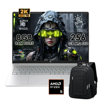 HP OmniBook 3 Ryzen 5 40 Touch 16" 2K 256GB SSD 8GB RAM DDR5 W11 con Mochila
