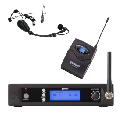 Micrófono Gemini UHF Inalámbrico 73 m de Diadema y Solapa