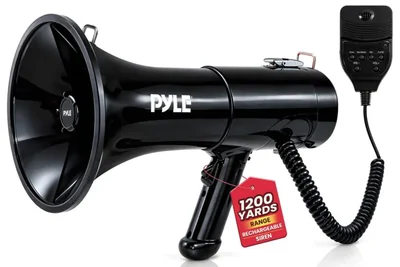 Megáfono Pyle de 100 W Recargable Negro con Entrada Auxiliar