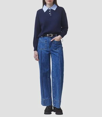 Blusa lisa con manga larga Mujer