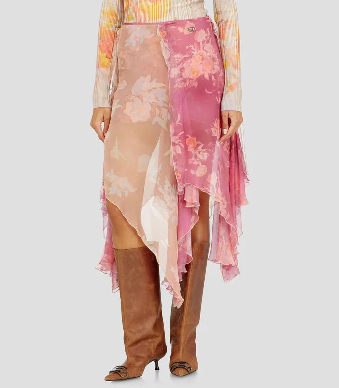 Falda midi estampado floral Mujer