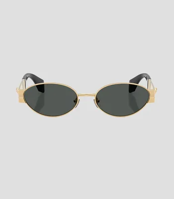 Lentes de sol ovalados dorados Mujer