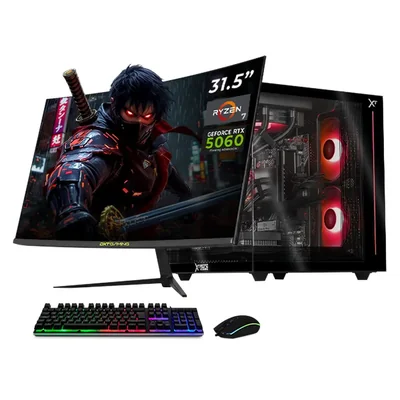 Xtreme pc rtx 5060 ryzen 7 32gb ssd 1tb monitor 31.5 black
