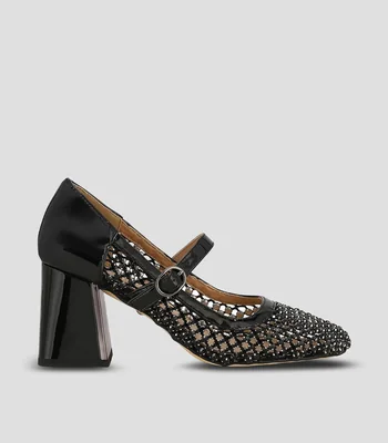 Zapatillas casuales color negro con tacón medio cuadrado Mujer