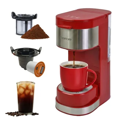 Cafetera de una taza Koolatron K‑Cup/Café Molido Rojo con apagado automático