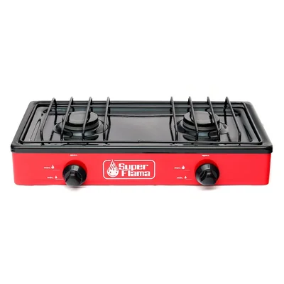 Parrilla de Mesa a Gas LP Super Flama 2Q-R Roja