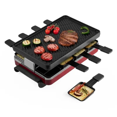 Parrilla eléctrica Raclette Swissmar de 8 personas hierro fundido rojo