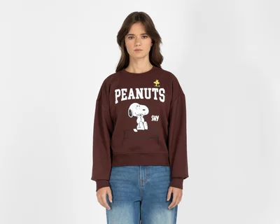 Sudadera Cuello Redondo Peanuts para Mujer