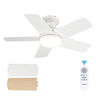Ventilador de techo addlon 81 cm blanco con control remoto y luz