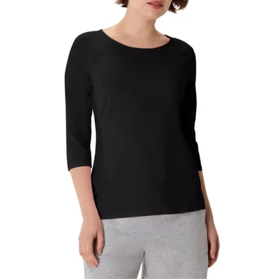 Camiseta Hanes Mujer Talla Grande Negra de Algodón y Elastán