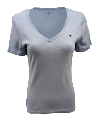Camiseta Tommy Hilfiger Mujer Talla S Azul Claro Cuello V