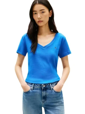 Camiseta Tommy Hilfiger para mujer azul Orbit talla M cuello en V