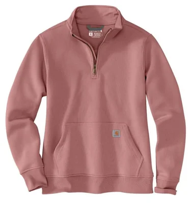 Sudadera para Mujer Carhartt Clarksburg con Cremallera Cuarto Largo Gris Rosado Jaspeado Talla Grande