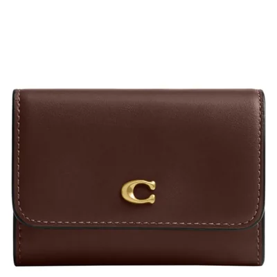 Estuche para tarjetas Coach 11 cm de cuero pulido tipo pebble