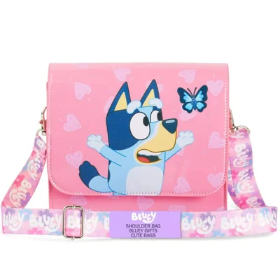 Bolso Bandolera Bluey para Niñas – Rosa con Correa Ajustable