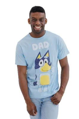 Camiseta Bluey para Hombre "Papá" 3XL Azul Claro con Estampado