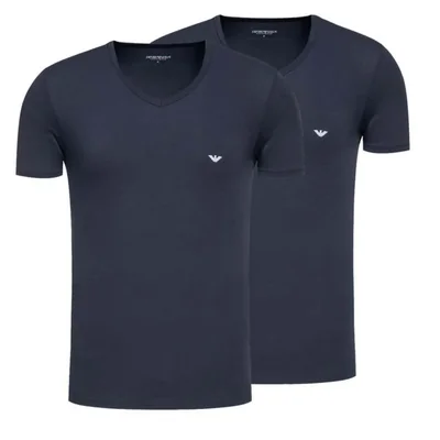 Camisa Emporio Armani Hombre Talla Mediana Cuello en V Pack de 2 Azul Armani
