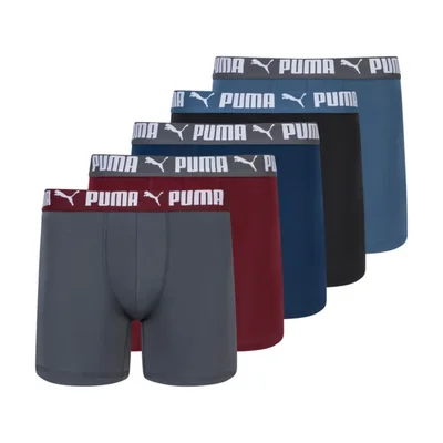Pack de 5 calzoncillos tipo boxer para hombre PUMA Rubí/Azul/Negro/Gris talla S
