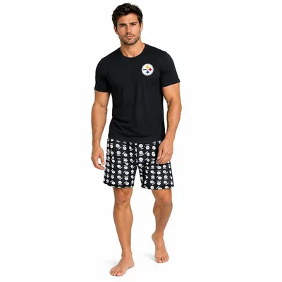 Conjunto Pijama NFL Pittsburgh Steelers Playera y Short Negro Hombre