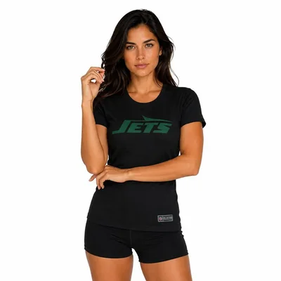 Playera Aficionado NFL New York Jets Manga Corta Negro Mujer