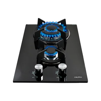 Parrilla de Gas Super Flama-Supra DOMINO GLASS 2 Quemadores Negro ORTY