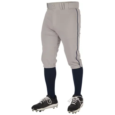 Pantalones de béisbol tipo knicker CHAMPRO juvenil mediano gris con detalle azul marino