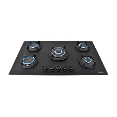 Supra Parrilla De Empotrar De 90 Cm A Gas Lp Y Natural 5 Quemadores Cristal Negro BELLA-90