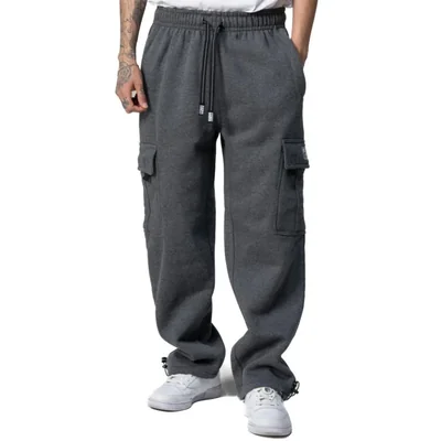 Pantalones Cargo de Forro Polar Pro Club Hombre – Talla Mediana Color Carbón