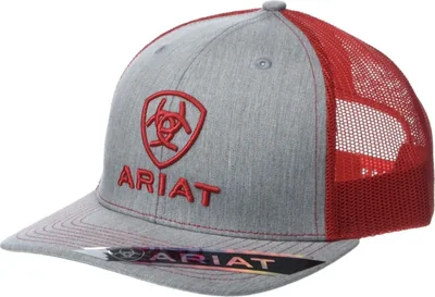 Gorra ARIAT Shield estilo Trucker gris y rojo talla única