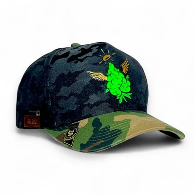 Gorra Vago Style Flor Divina snapback visera curva camuflaje