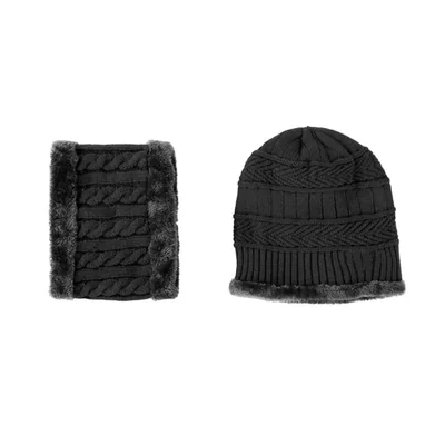 Kit de 2 Gorros Con Bufanda Bluelander color Negro Para Hombre Y Mujer