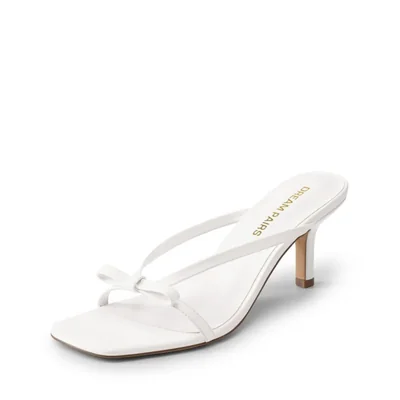 Sandalia DREAM PAIRS Blanca Talla 7 con Tacón Gatito y Lazo