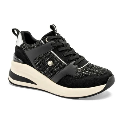 Been Class tenis para mujer negro plata cod 148060-E
