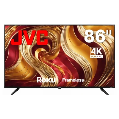 JVC Pantalla Smart TV 86 pulgadas 4K UHD LED Frameless Roku TV Netflix YouTube Prime Video Modelo SI86URF