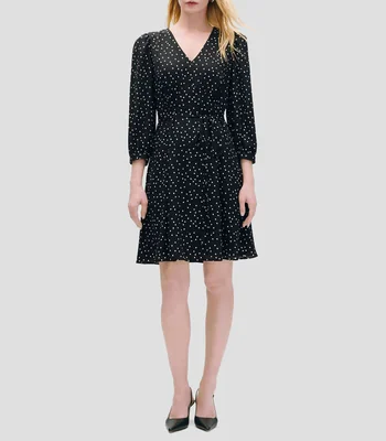 Vestido de lunares fit and flare corte imperio manga 3/4 Mujer