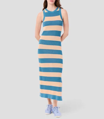 Vestido largo a rayas Mujer