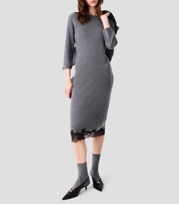 Vestido Midi Manga Larga Microdiseño Mujer