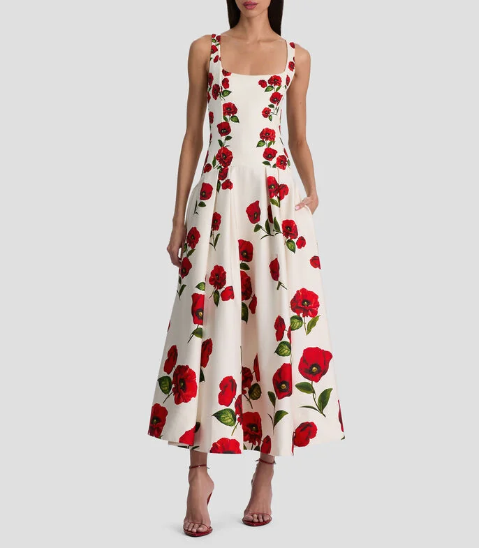 Vestido midi estampado Mujer