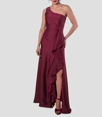 Vestido largo liso Mujer
