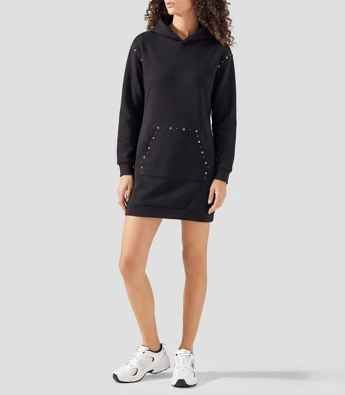 Vestido midi manga larga liso Mujer