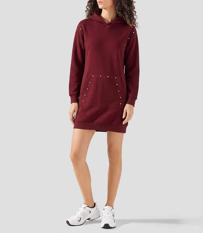 Vestido midi manga larga liso Mujer