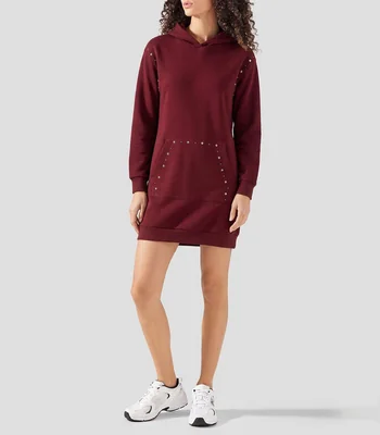 Vestido midi manga larga liso Mujer