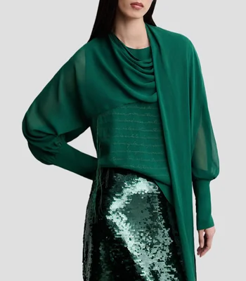 Blusa lisa manga larga Mujer