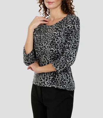 Blusa estampada cuello redondo manga 3/4 Mujer