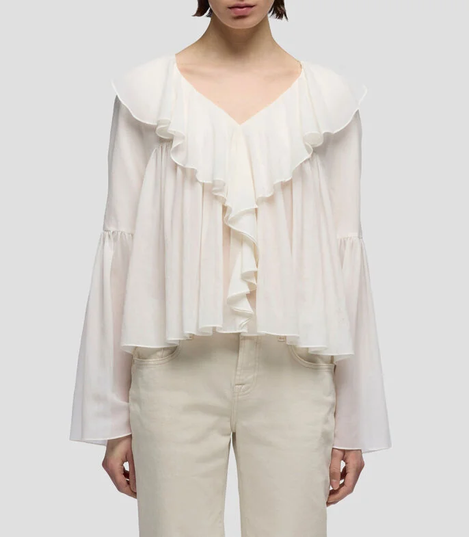 Blusa lisa manga larga Mujer