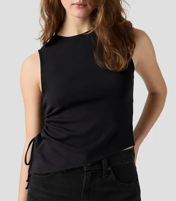 Playera cuello redondo sin mangas lisa Mujer