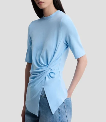 Playera cuello redondo manga corta lisa Mujer