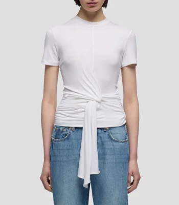 Playera cuello redondo manga corta lisa Mujer