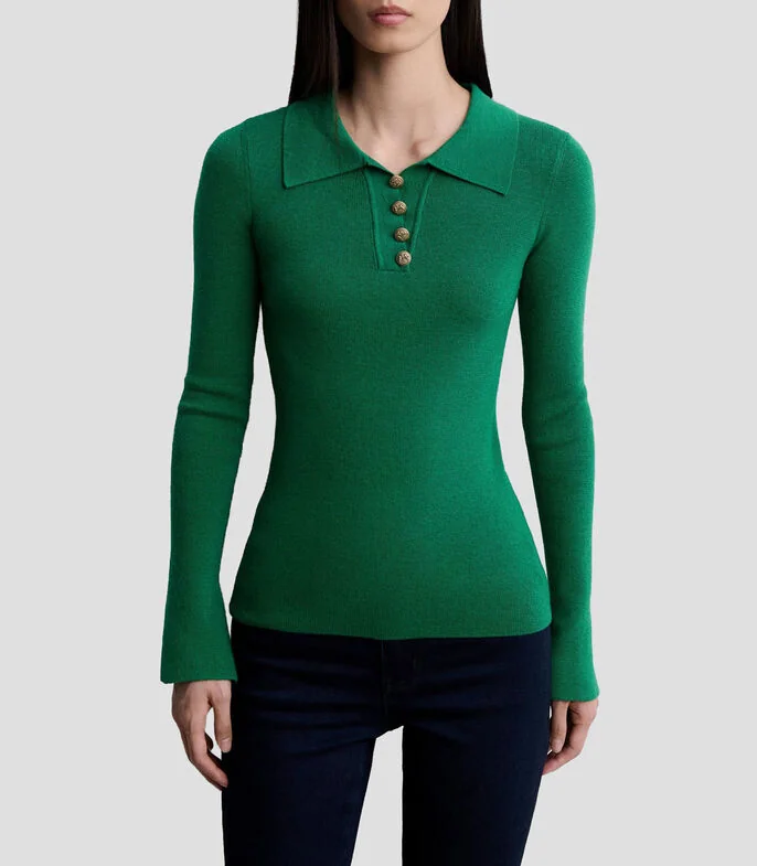 Suéter cuello tipo polo Mujer
